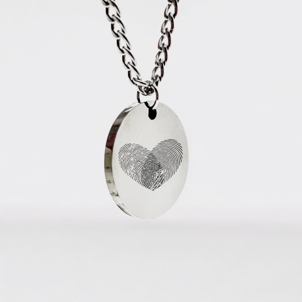 Personalized Round Necklace - Fingerprint