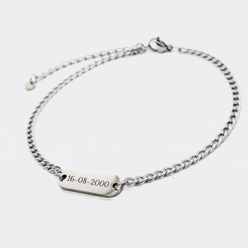 Personalized Small Plate Bracelet - Date