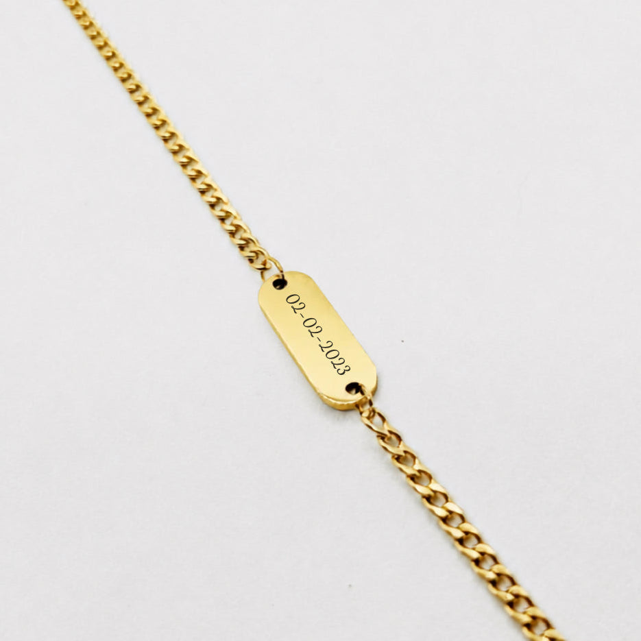 Personalized Small Plate Bracelet - Date