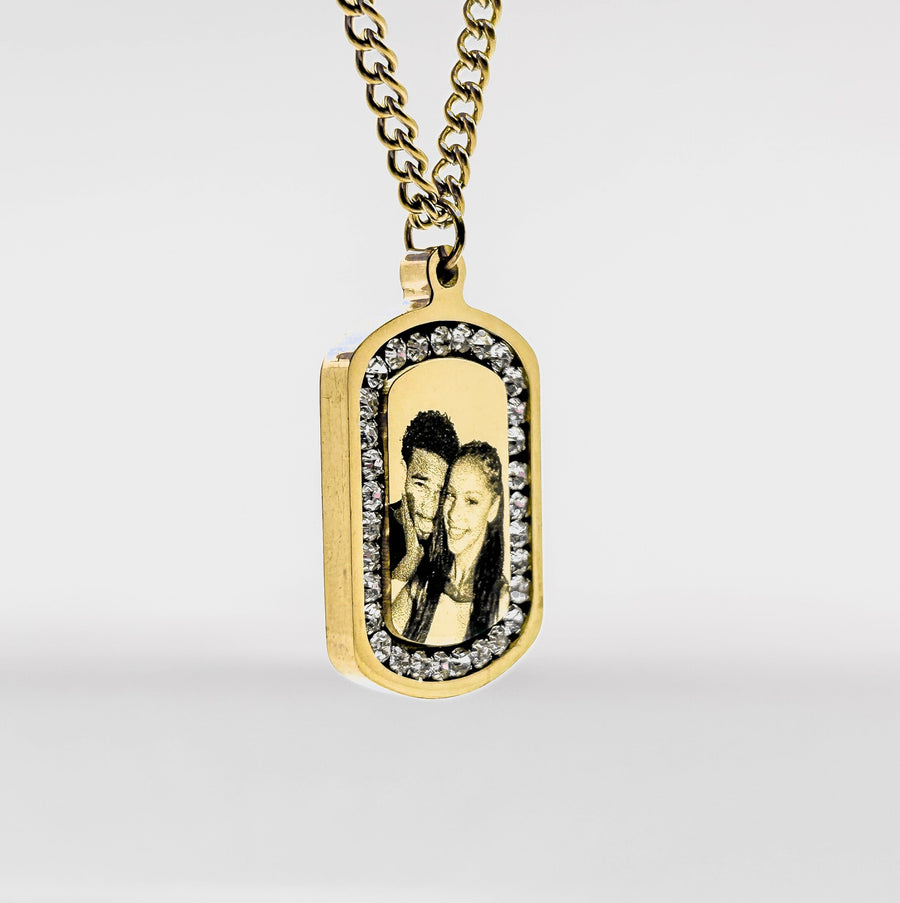 Personalized Zircon Plate Necklace - Photo
