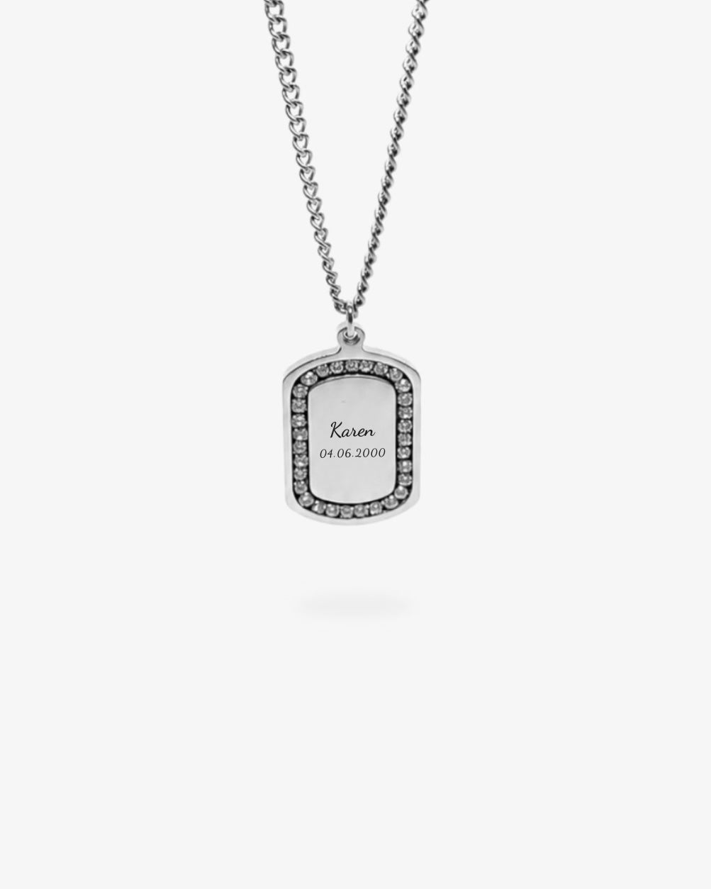 Custom Zircon Necklace - Text & Date