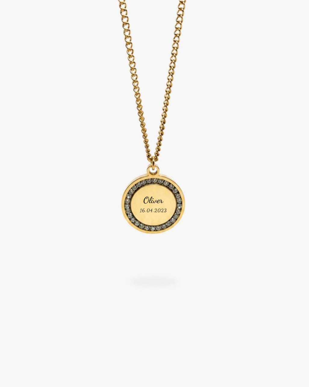 Custom Zircon Necklace Text & Date - Gold
