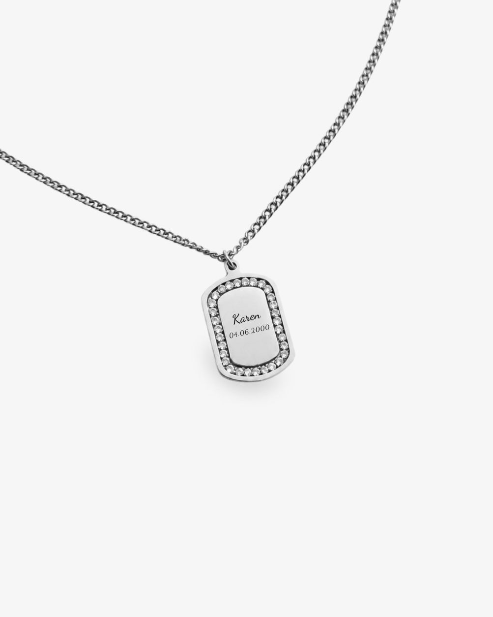 Custom Zircon Necklace - Text & Date