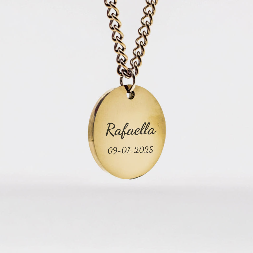 Personalized Round Necklace - Text & Date