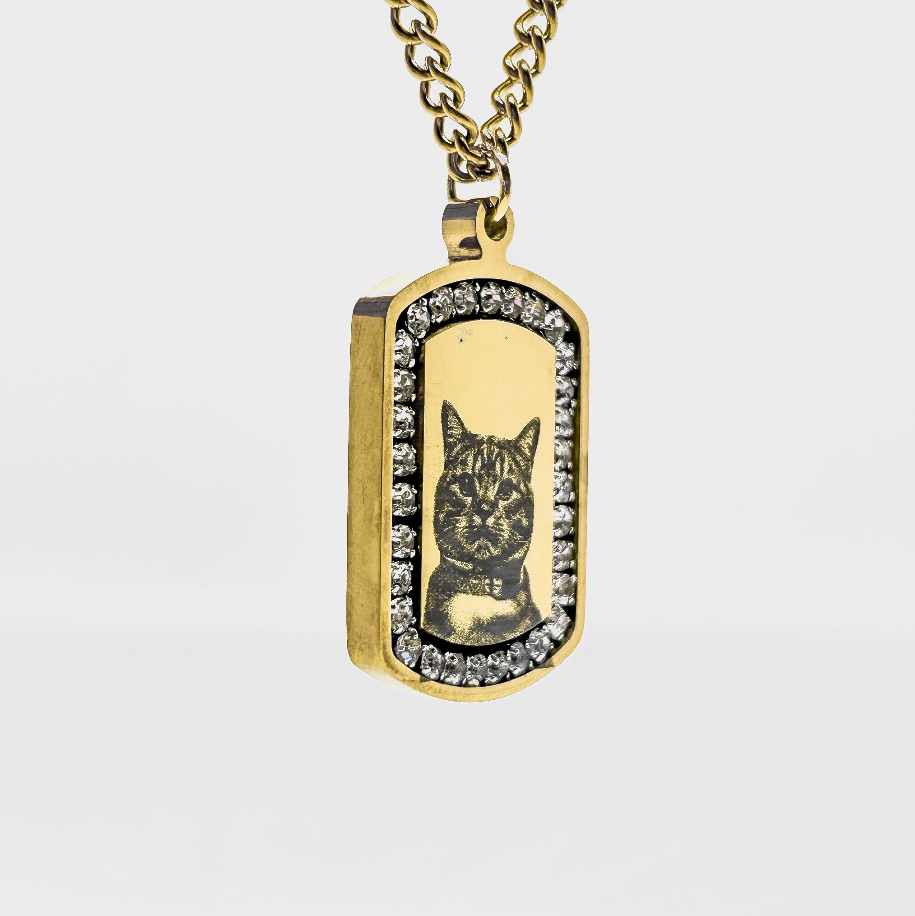 Personalized Zircon Plate Necklace - Pet Photo
