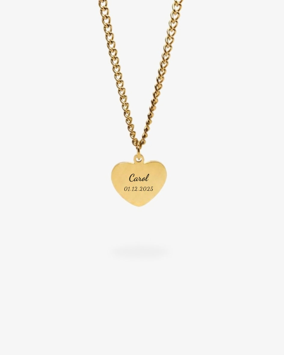 Custom Necklace Text & Date - Gold
