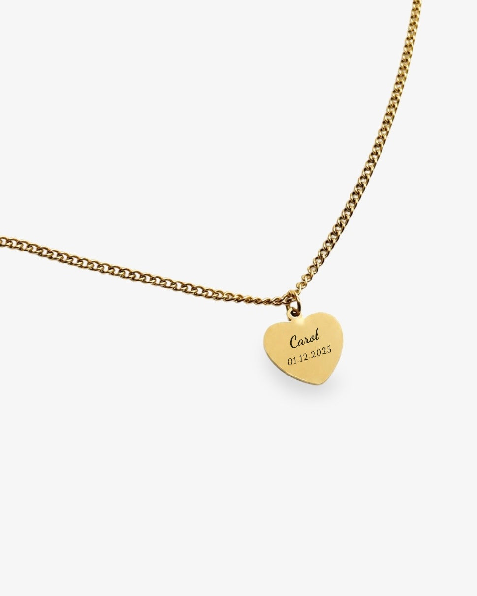Custom Necklace Text & Date - Gold