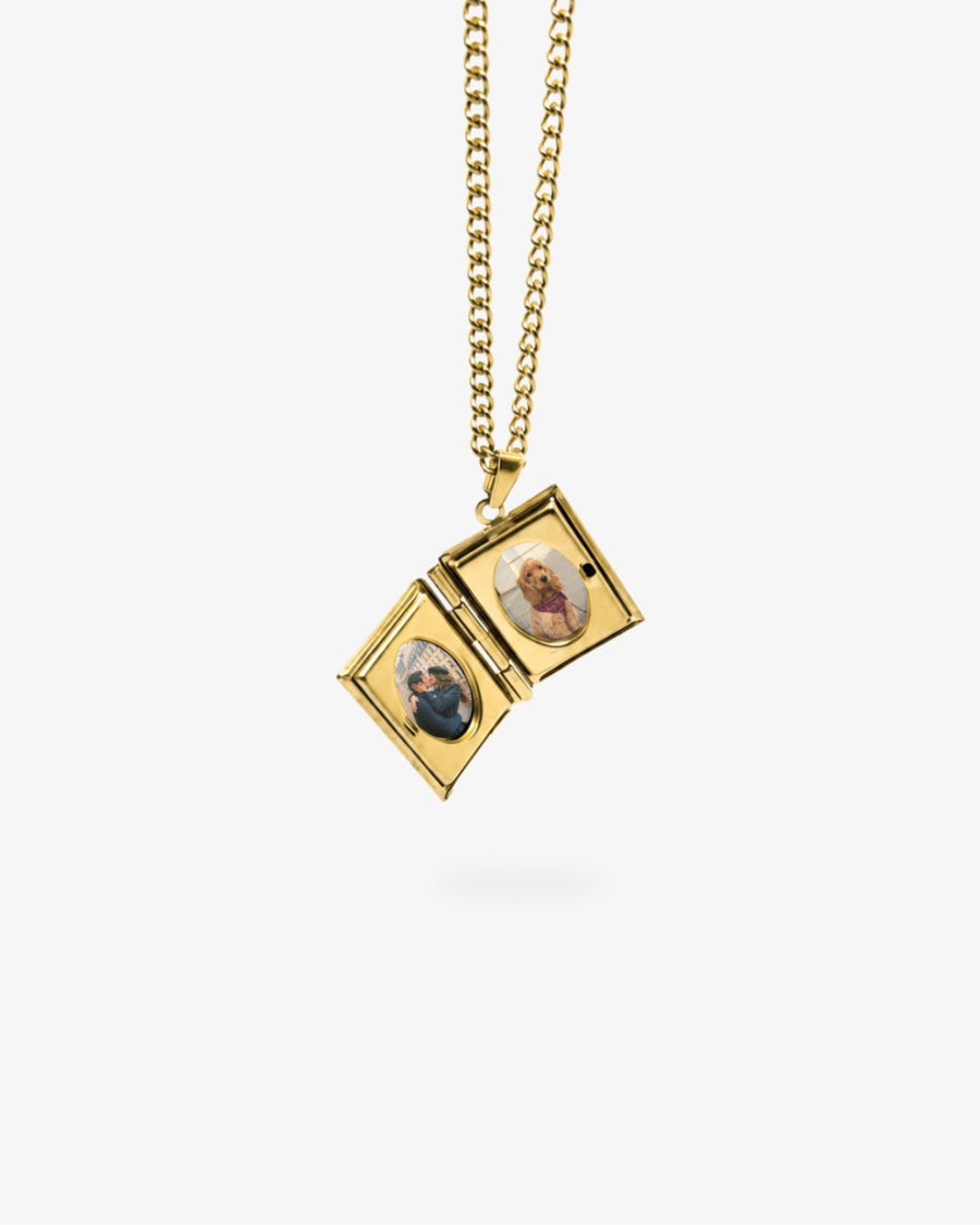 Book Locket Necklace - Gold
