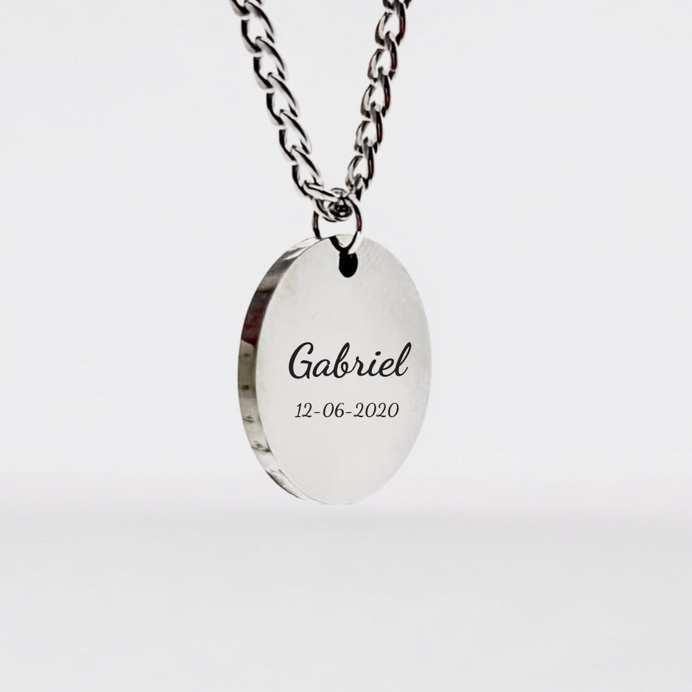 Personalized Round Necklace - Text & Date