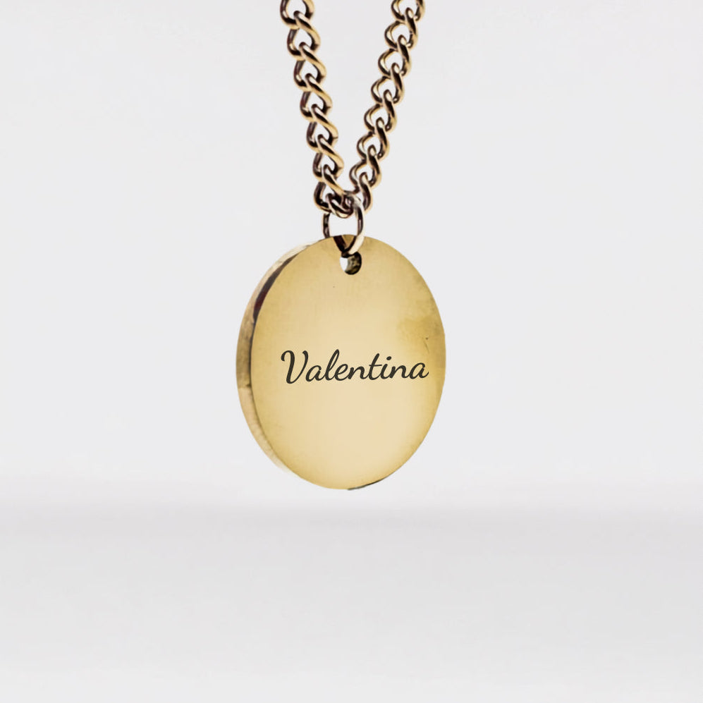 Personalized Round Necklace - Text