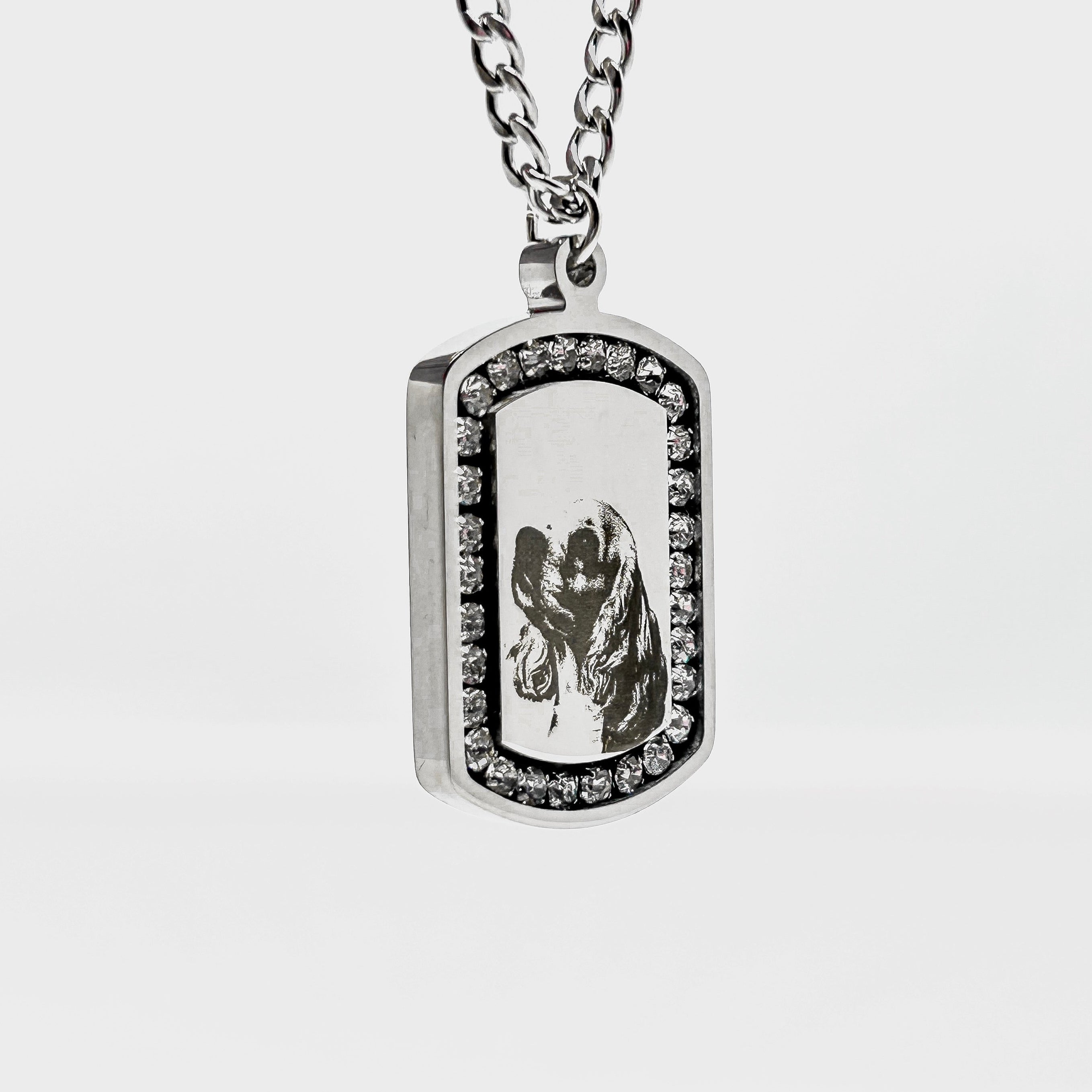 Personalized Zircon Plate Necklace - Pet Photo