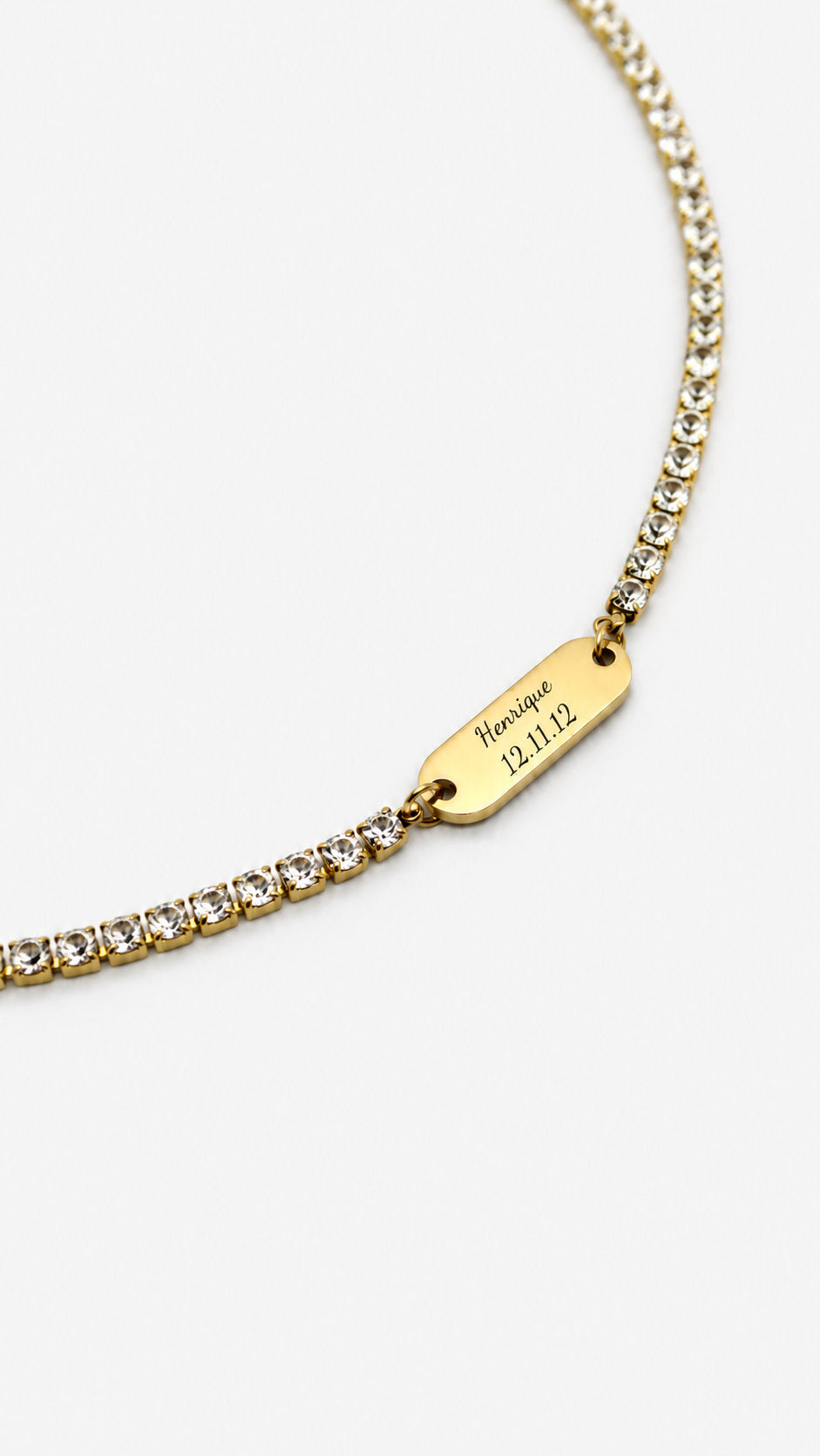 Pulseira Personalizada com Zircónias – Texto e Data