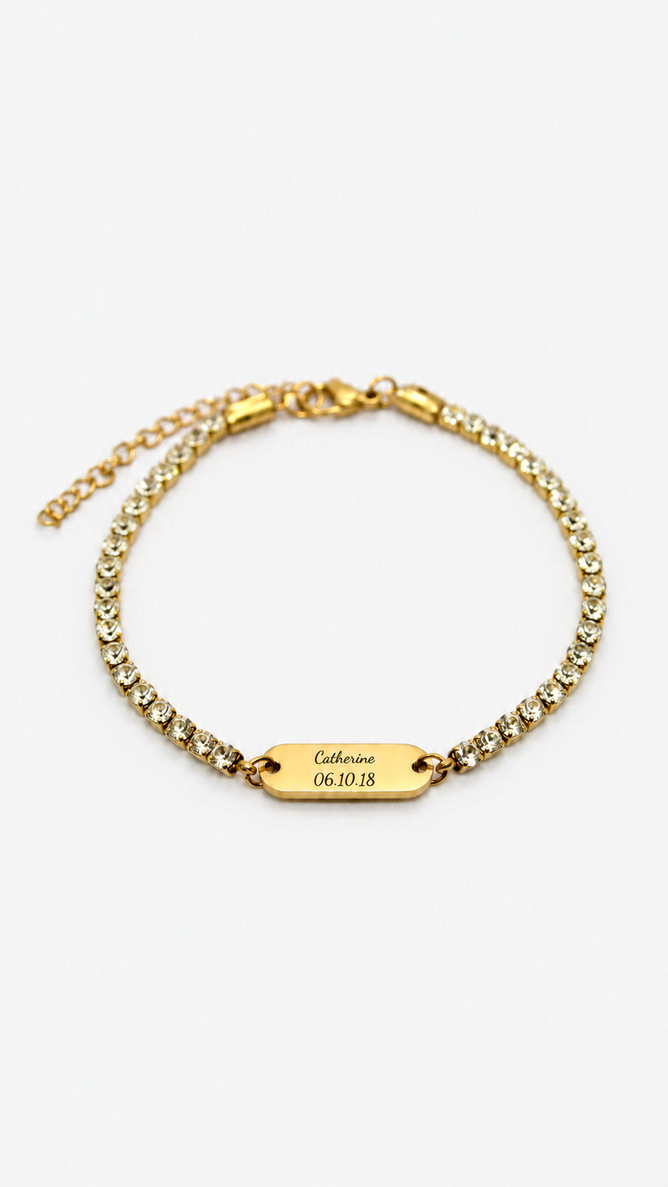 Pulseira Personalizada com Zircónias – Texto e Data