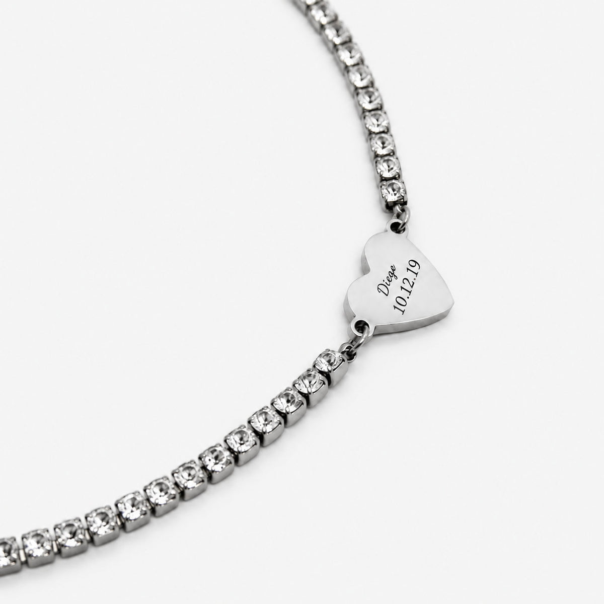 Pulseira Personalizada com Zircónias - Texto e Data