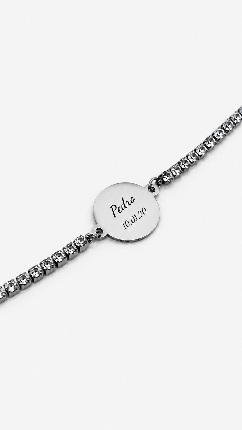 Pulseira Personalizada com Zircónias - Texto e Data