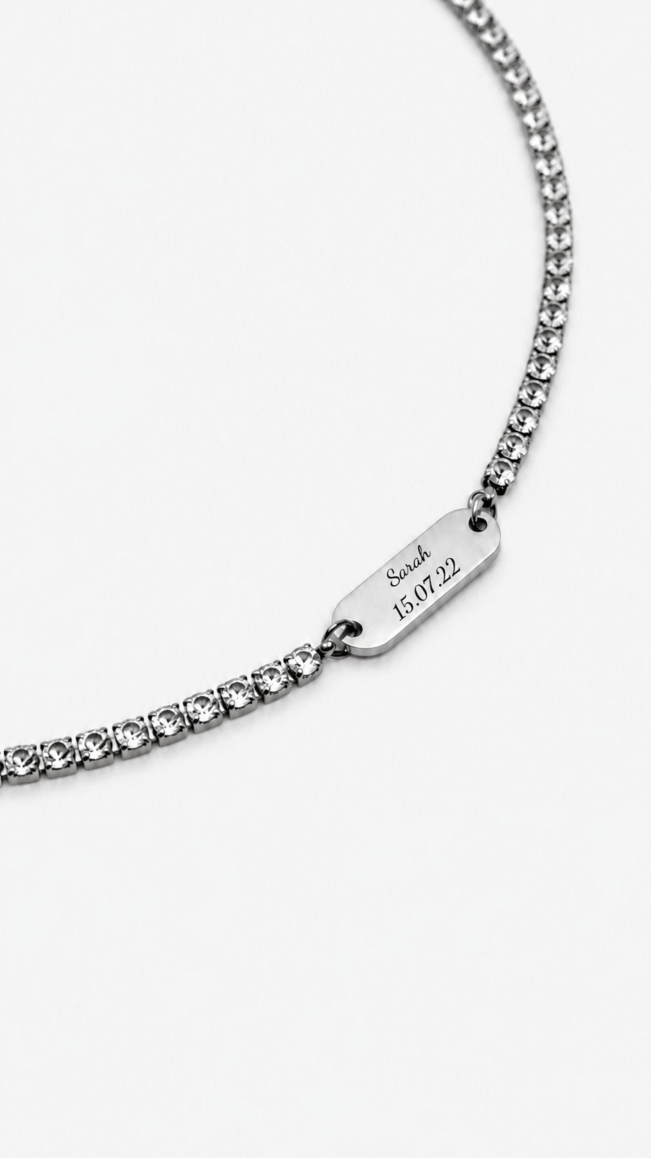 Pulseira Personalizada com Zircónias – Texto e Data