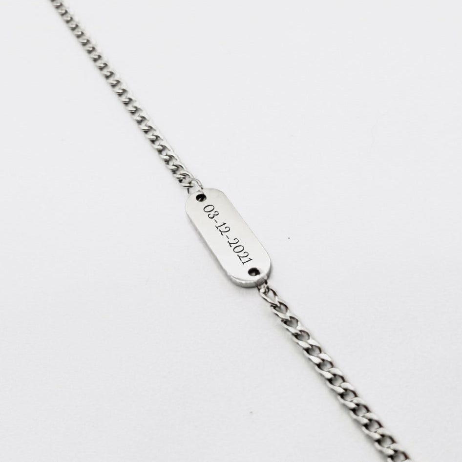 Personalized Small Plate Bracelet - Date