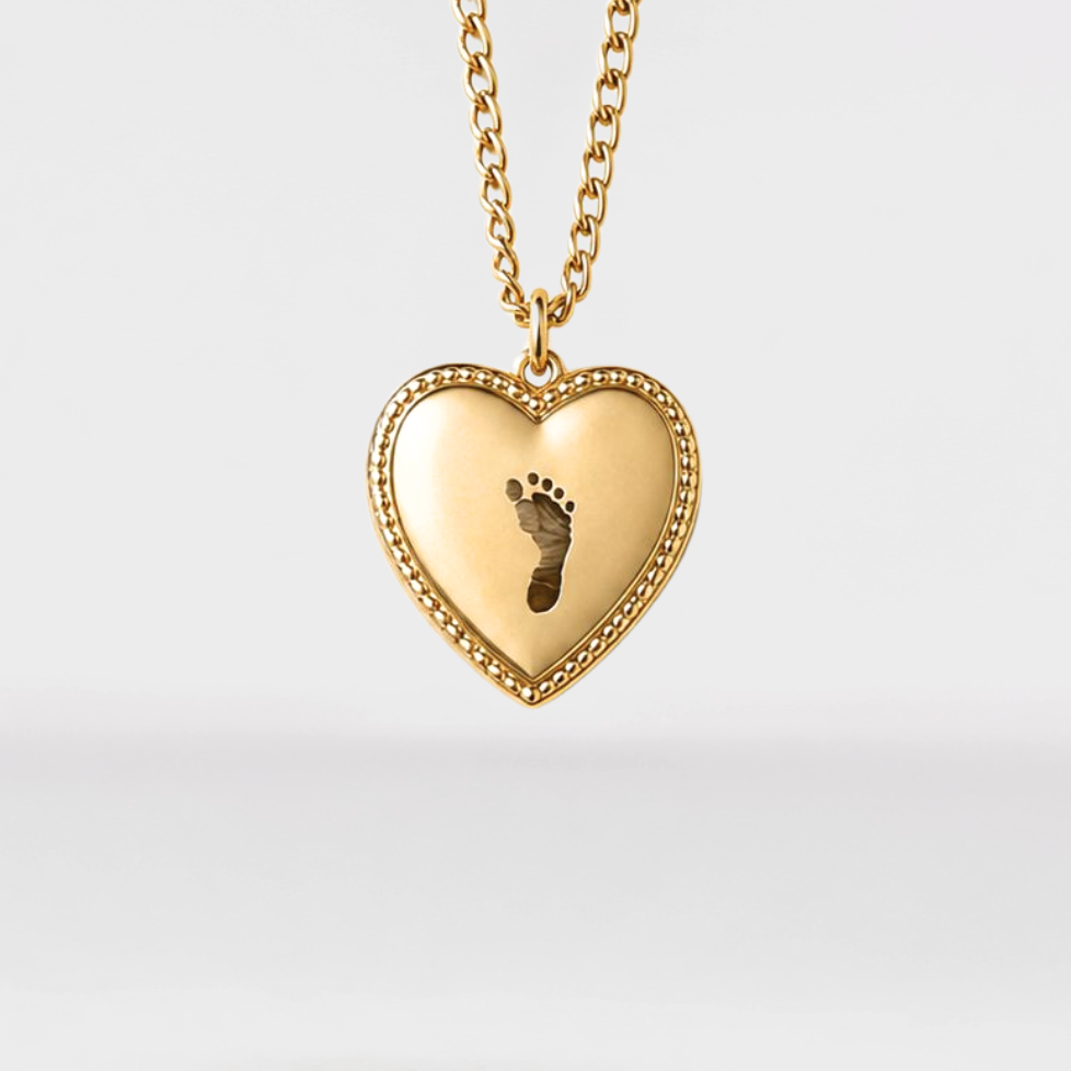 Personalized Heart Necklace - Footprint