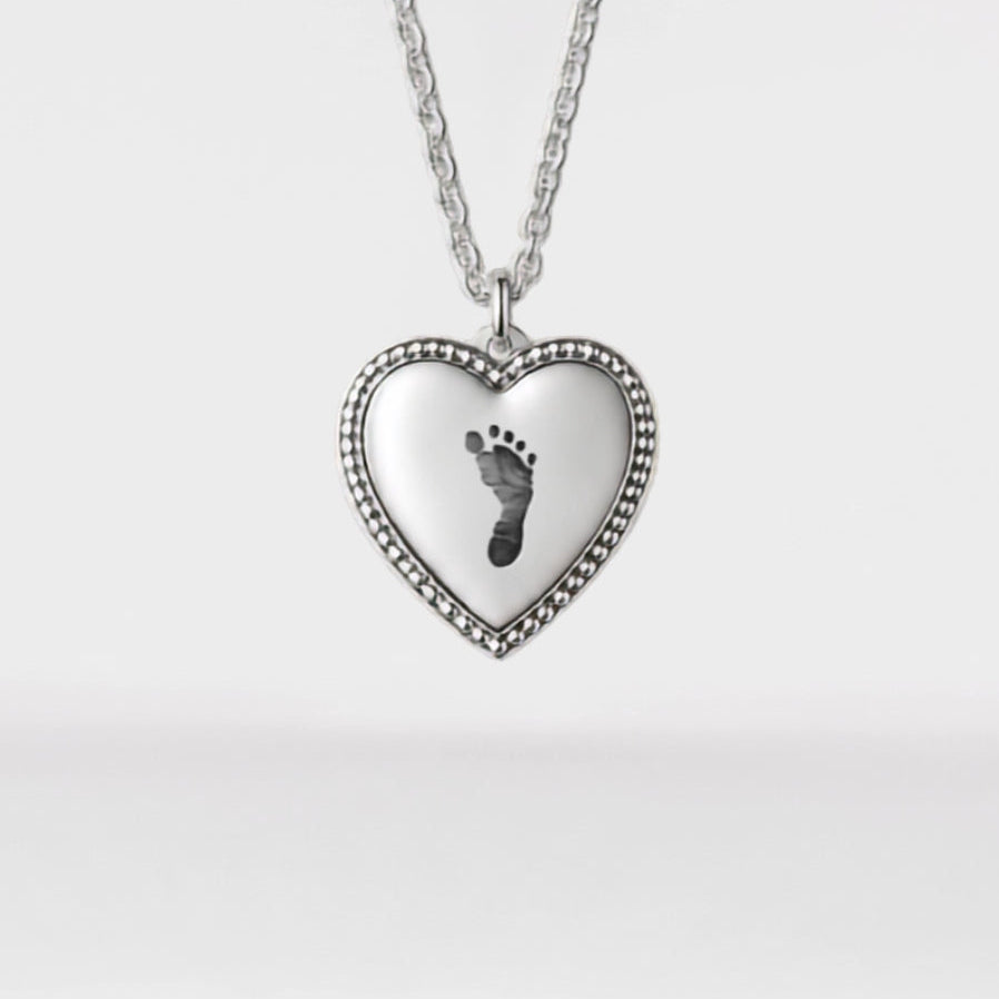 Personalized Heart Necklace - Footprint