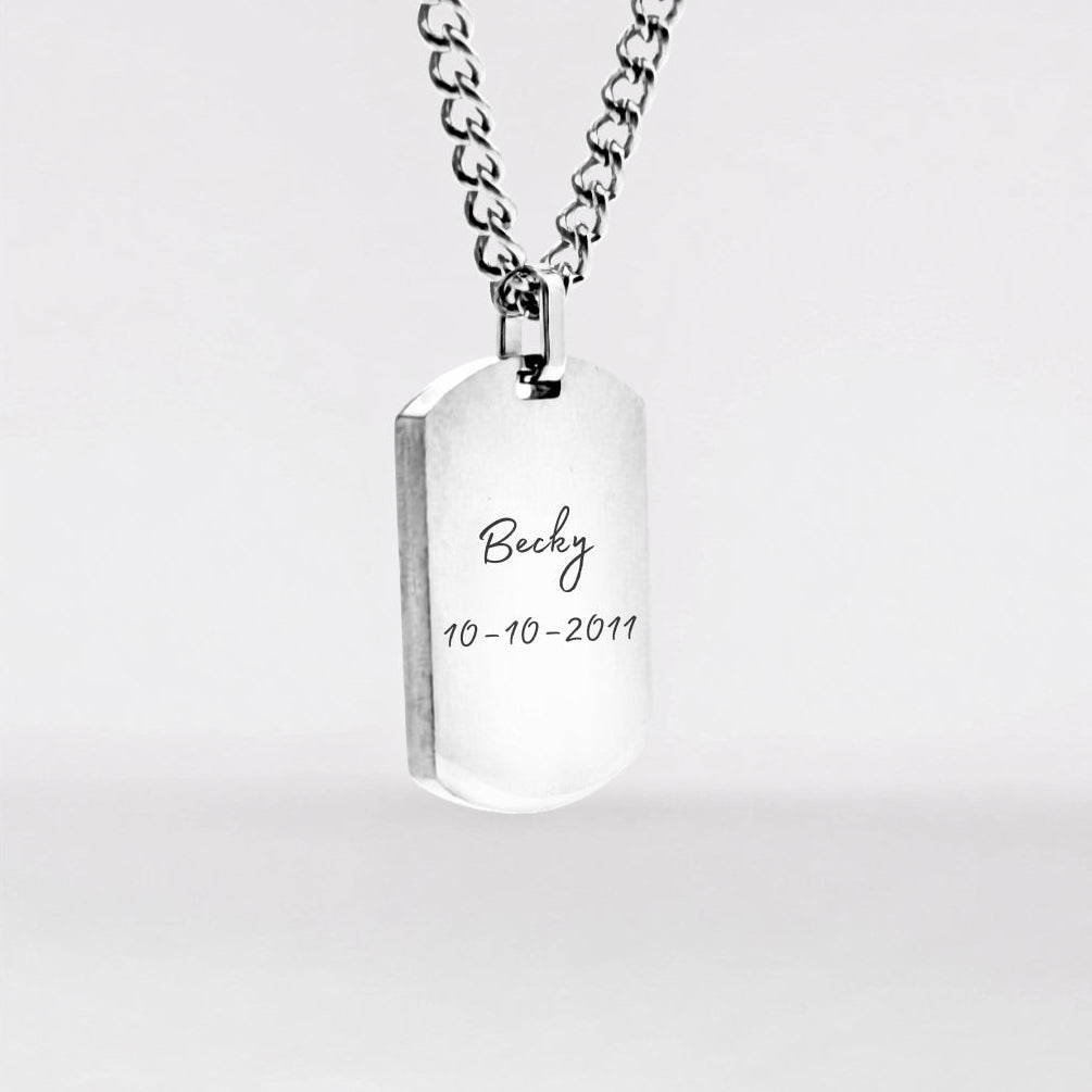 Personalized Plate Necklace - Text & Date