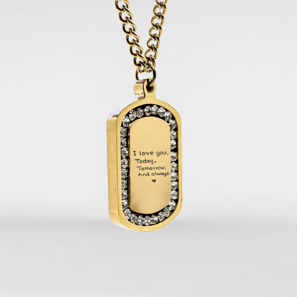 Personalized Zircon Plate Necklace - Handwriting