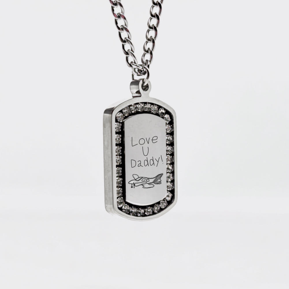 Personalized Zircon Plate Necklace - Handwriting
