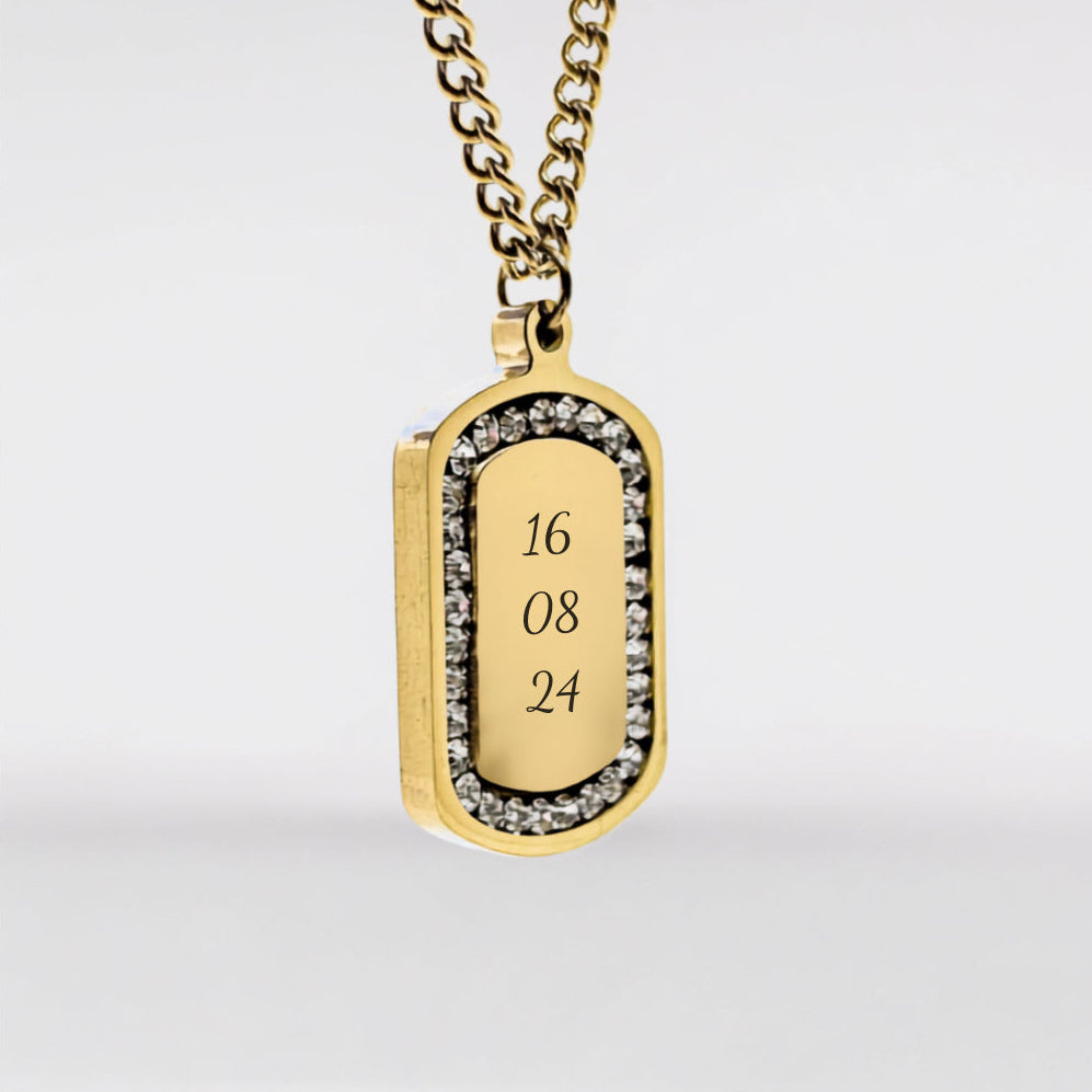 Personalized Zircon Plate Necklace - Date