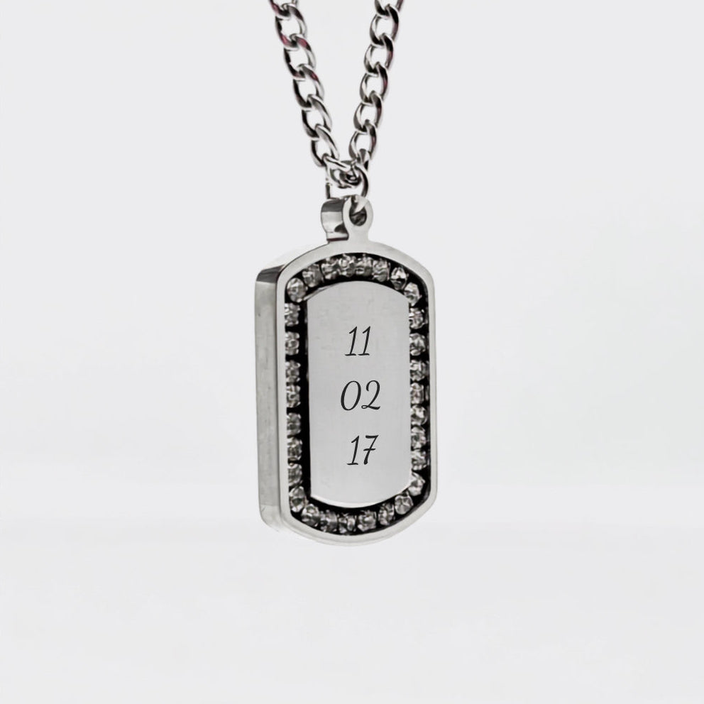 Personalized Zircon Plate Necklace - Date