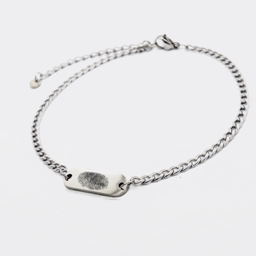 Personalized Small Plate Bracelet - Fingerprint