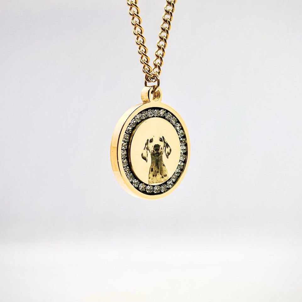 Personalized Zircon Round Necklace - Pet Photo