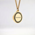 Personalized Zircon Round Necklace - Text