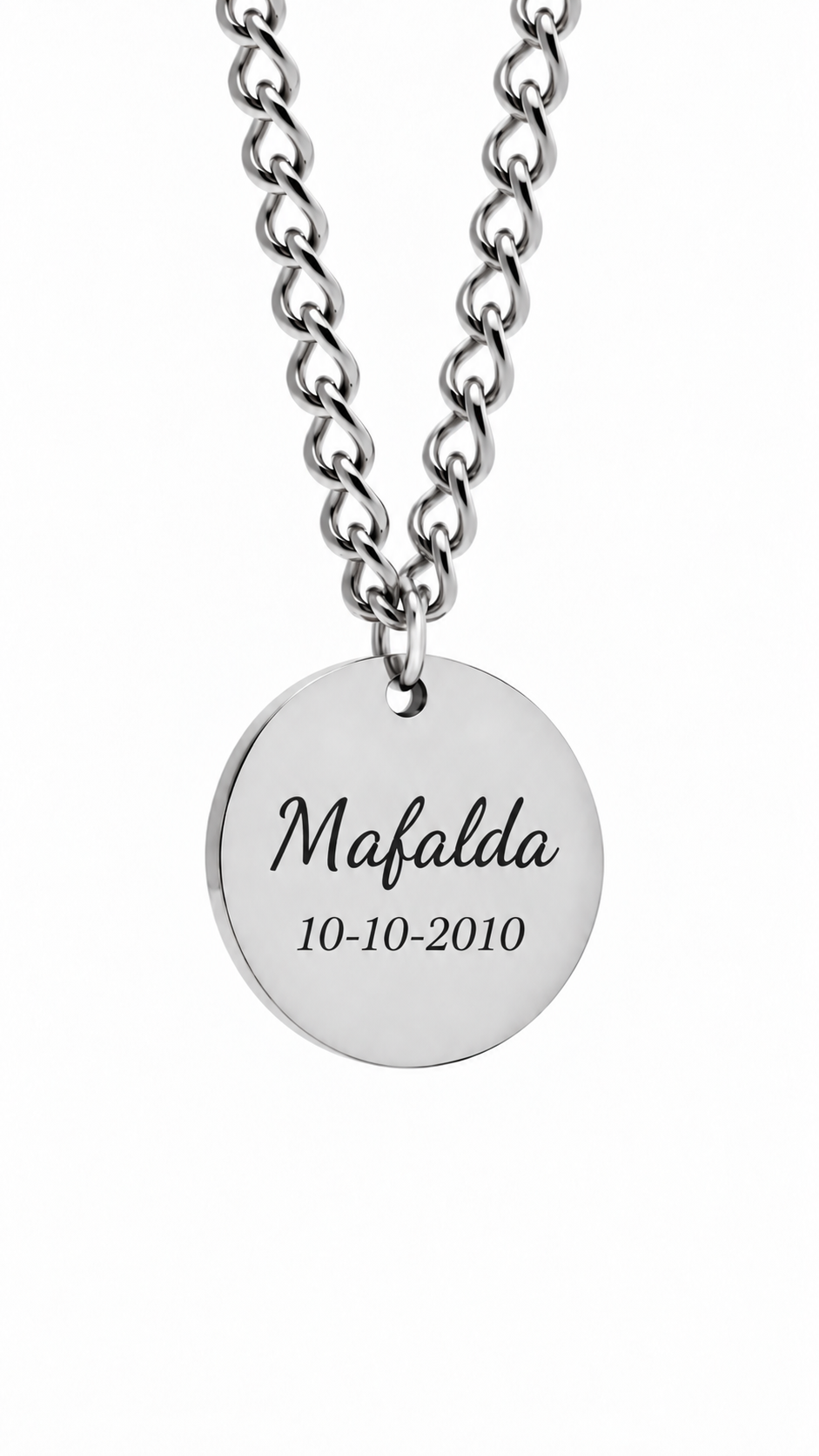Personalized Round Necklace - Text & Date