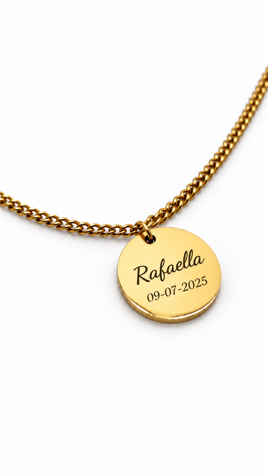 Personalized Round Necklace - Text & Date