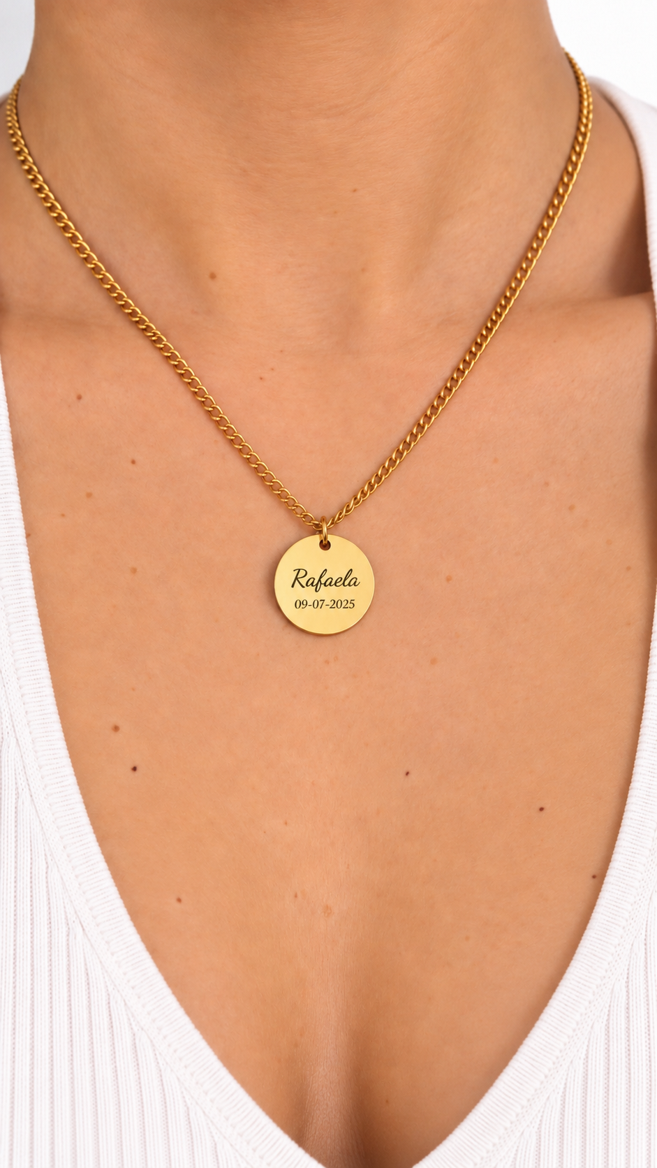 Personalized Round Necklace - Text & Date