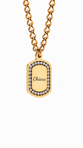 Personalized Zircon Plate Necklace - Text