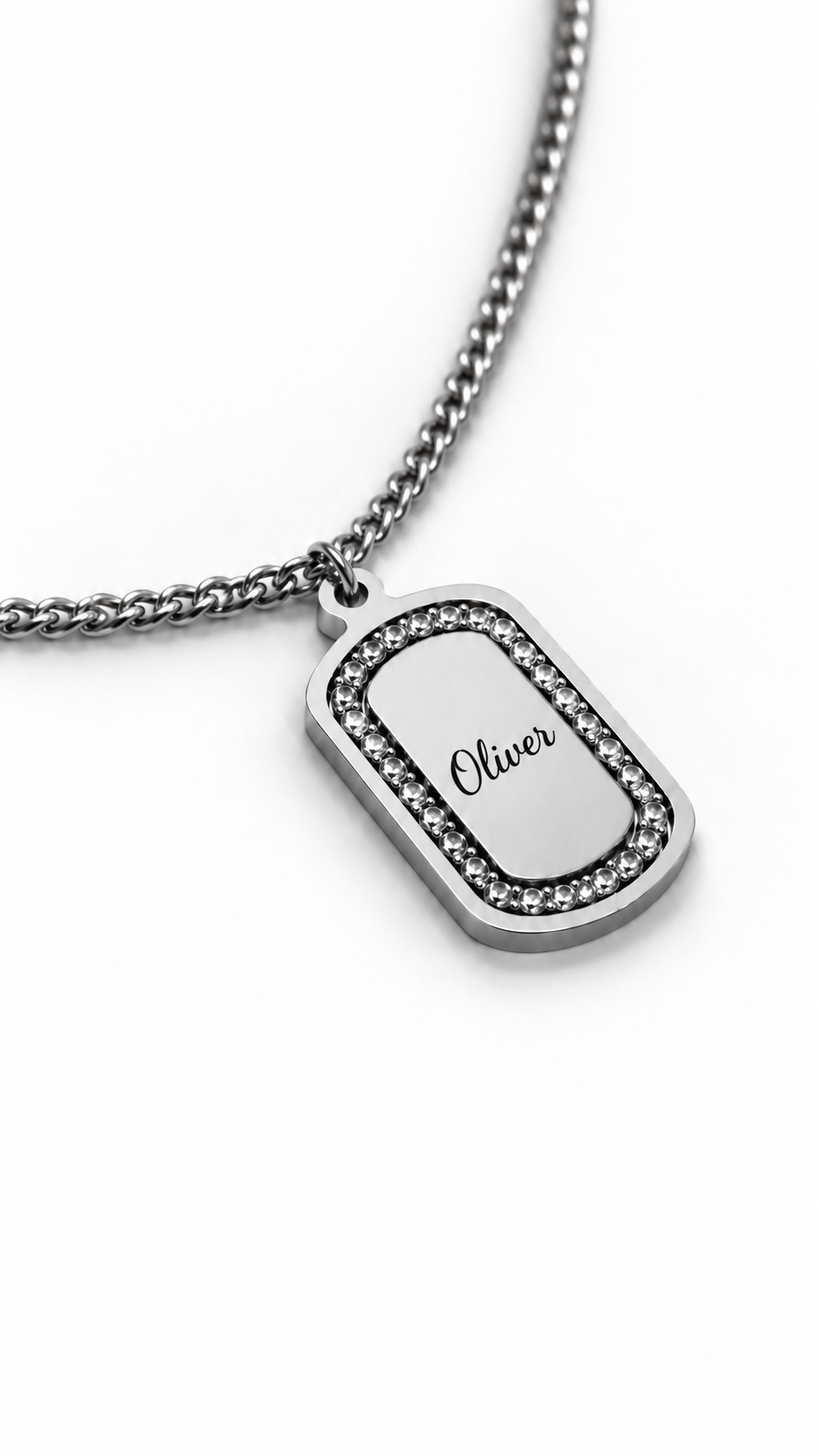 Personalized Zircon Plate Necklace - Text
