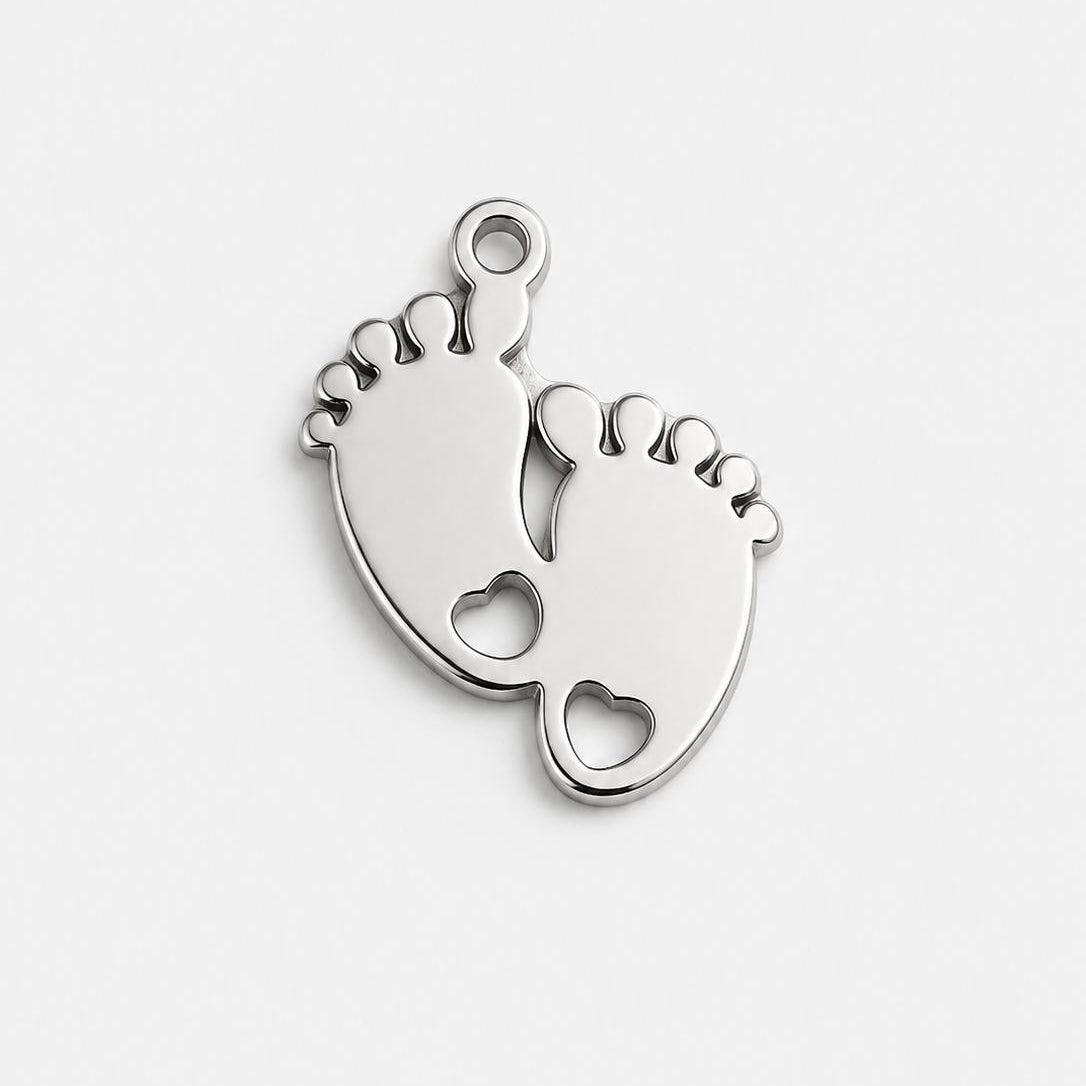 Baby Feet Charm - Silver